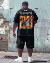 Printed Front And Back Men's Plus Size Letter Print T-shirt Shorts Suit